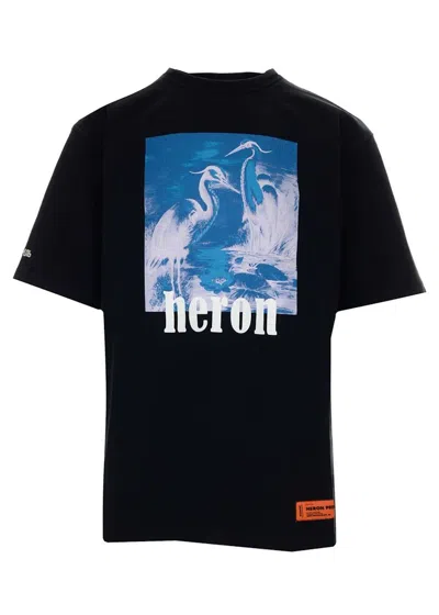 Pre-owned Heron Preston Men's  Halo Herons T-shirt In Black/white/blue In Multi