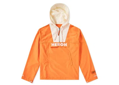 Pre-owned Heron Preston Men's  Heron Half Zip Windbreaker Parka In Jacket Orange