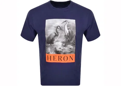 Pre-owned Heron Preston Men's  Heron Tee Shirt In Navy Blue