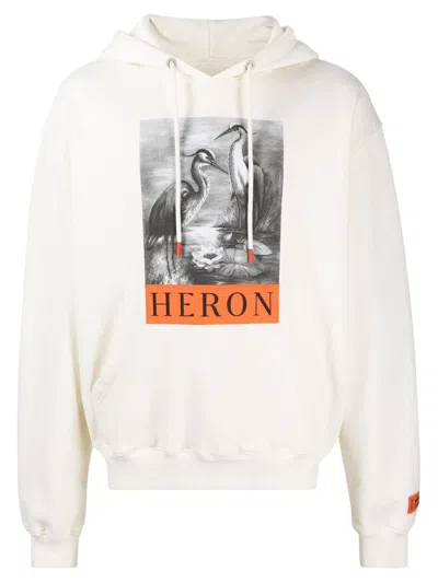 Pre-owned Heron Preston Men's  Herons Sketch Hoodie In White/black/orange In Multi