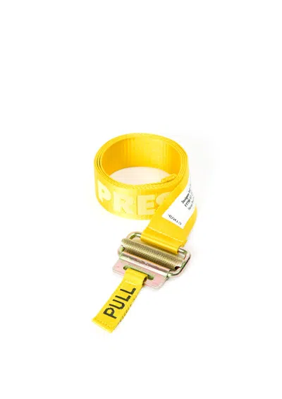 Pre-owned Heron Preston Men's  Jacquard Tape Belt (ss19) In Yellow