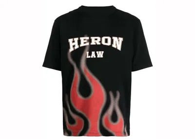 Pre-owned Heron Preston Men's  Law Flames Tee Shirt In Black
