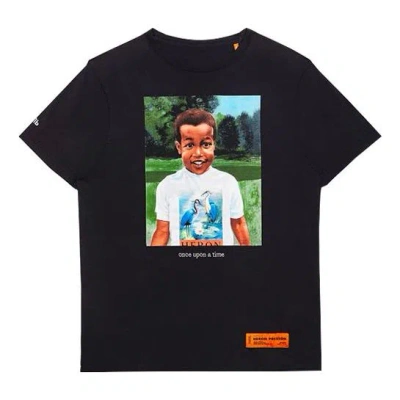 Heron Preston Men's  Little Boy Printing Short Sleeve Black