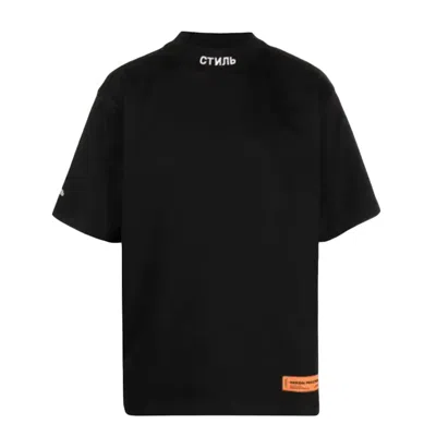 Pre-owned Heron Preston Men's  Logo Patch Mockneck T-shirt In Black