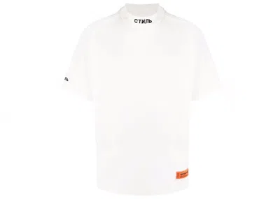 Pre-owned Heron Preston Men's  Logo Patch Mockneck T-shirt In White