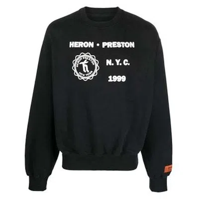 Pre-owned Heron Preston Men's  Medieval Heron Crewneck Sweatshirt In Black/white In Multi
