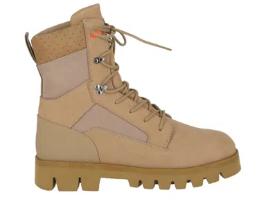 Pre-owned Heron Preston Men's  Military Laceup Boot Sneakers In Beige In Sand
