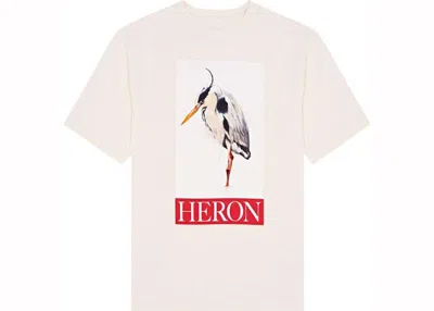 Pre-owned Heron Preston Men's  Painted Heron Tee Shirt In Ivory In White