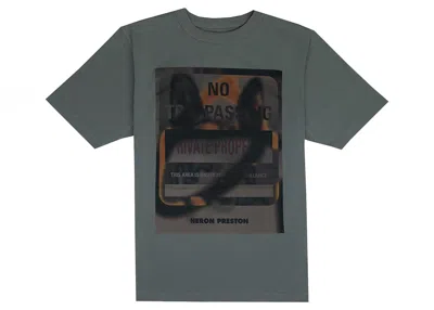 Pre-owned Heron Preston Men's  Private Property T-shirt In Grey/orange