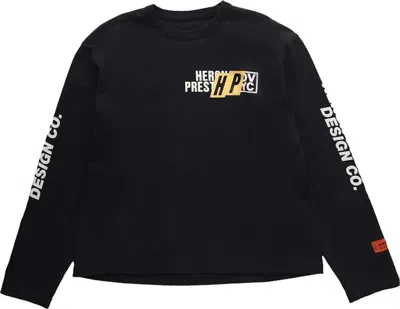 Pre-owned Heron Preston Men's  Real Estate Long Sleeve Tee Shirt In Black/white