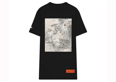 Pre-owned Heron Preston Men's  White Bird Printed T-shirt In Black