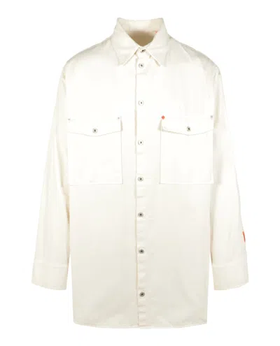 Pre-owned Heron Preston Men's  Workwear Long Sleeve Shirt In White