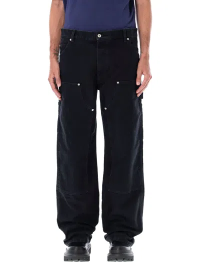 Heron Preston Men's Regular Fit Carpenter Pants With Eyelets And Stitching Panels In Black