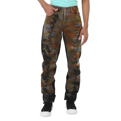 Heron Preston Men's Tie-dye Effect Straight Jeans In Animal Print