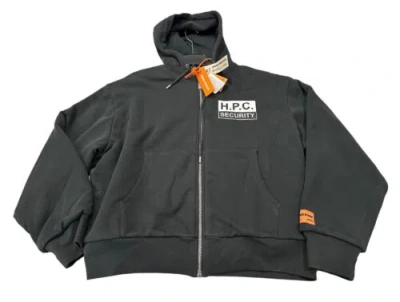 Pre-owned Heron Preston Mens Security Graphic Zip Hoodie Heavy Black Size Small S