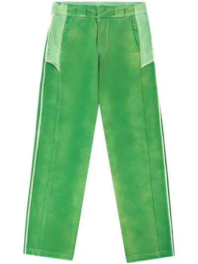 Heron Preston Mid-rise Distressed-finish Trousers In Green