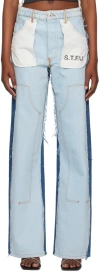 Heron Preston Blue Washed Insideout Carpenter Jeans In Blue