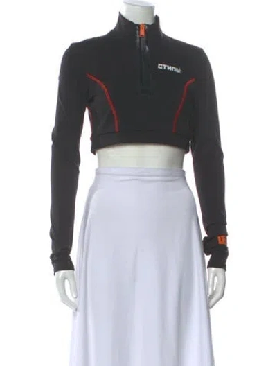 Pre-owned Heron Preston Mock Neck Long Sleeve Crop Top In Gray