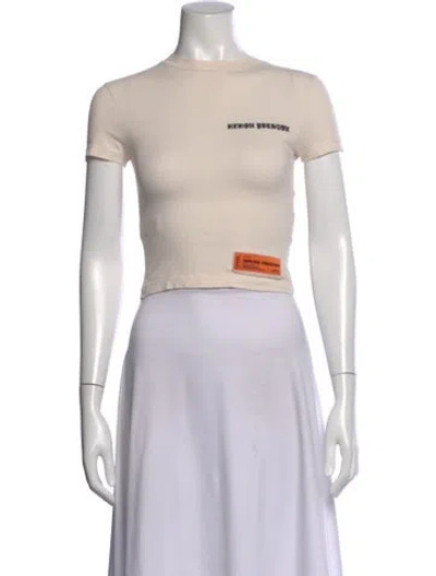 Pre-owned Heron Preston Mock Neck Long Sleeve Crop Top In Neutral