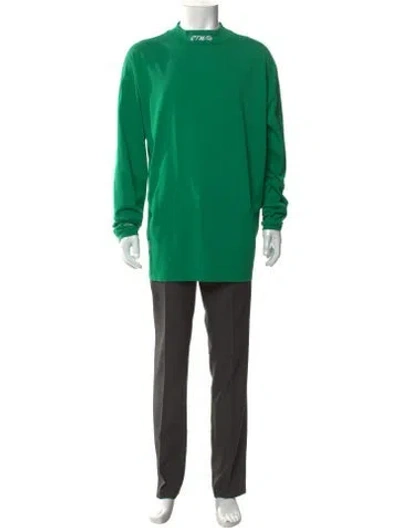Pre-owned Heron Preston Mock Neck Long Sleeve Henley In Green