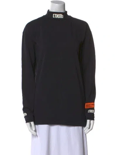 Pre-owned Heron Preston Mock Neck Long Sleeve Sweatshirt In Black