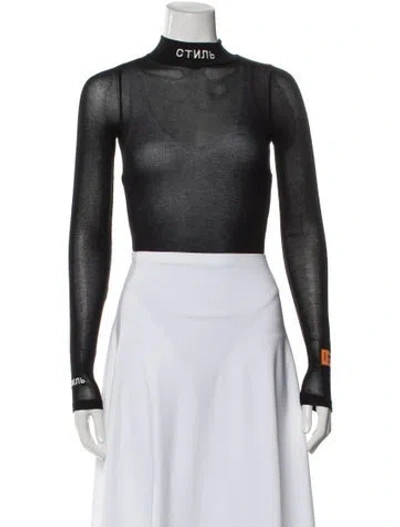 Pre-owned Heron Preston Mock Neck Long Sleeve Top In Black