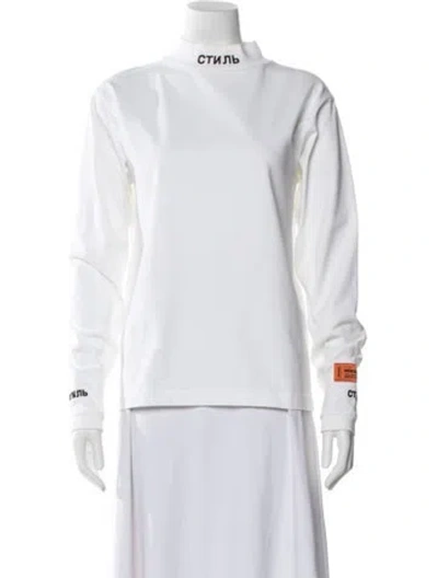 Pre-owned Heron Preston Mock Neck Long Sleeve Top In White