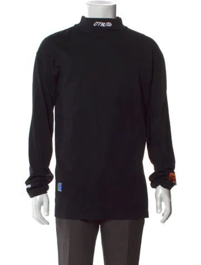 Pre-owned Heron Preston Mock Neck Long Sleeve T-shirt In Black