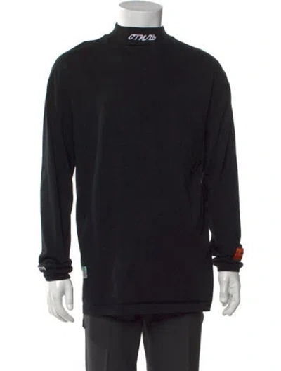 Pre-owned Heron Preston Mock Neck Long Sleeve T-shirt In Black