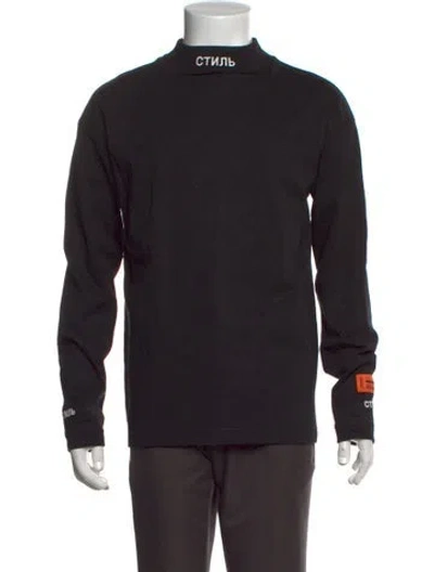 Pre-owned Heron Preston Mock Neck Long Sleeve T-shirt In Black