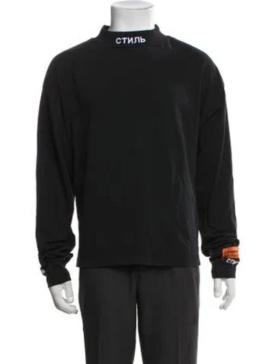 Pre-owned Heron Preston Mock Neck Long Sleeve T-shirt In Black
