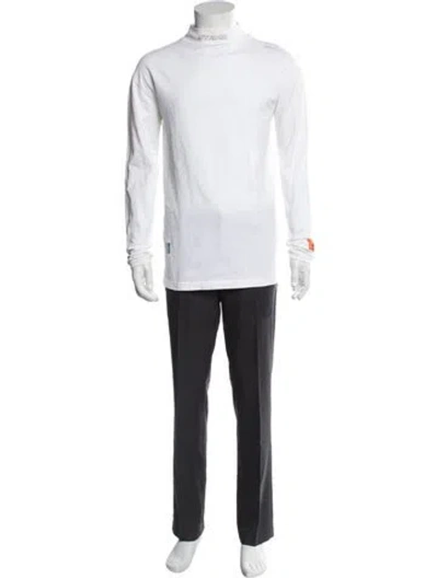 Pre-owned Heron Preston Mock Neck Long Sleeve T-shirt In Blue