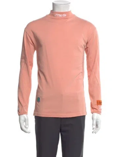 Pre-owned Heron Preston Mock Neck Long Sleeve T-shirt In Orange