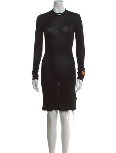 Pre-owned Heron Preston Mock Neck Mini Dress In Black