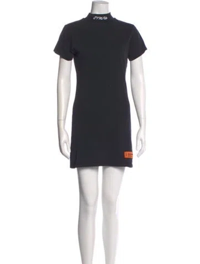 Pre-owned Heron Preston Mock Neck Mini Dress In Gray