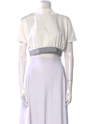 Pre-owned Heron Preston Mock Neck Short Sleeve Crop Top In White
