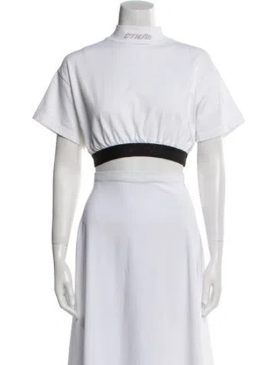Pre-owned Heron Preston Mock Neck Short Sleeve Crop Top In White