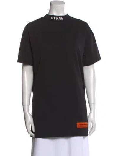 Pre-owned Heron Preston Mock Neck Short Sleeve T-shirt In Black