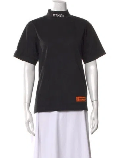 Pre-owned Heron Preston Mock Neck Short Sleeve T-shirt In Black