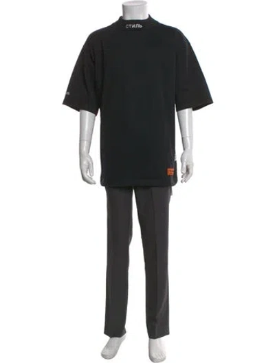 Pre-owned Heron Preston Mock Neck Short Sleeve T-shirt In Black