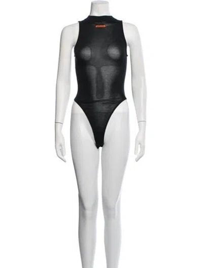 Pre-owned Heron Preston Mock Neck Sleeveless Bodysuit In Black