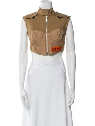 Pre-owned Heron Preston Mock Neck Sleeveless Crop Top W/ Tags In Neutral