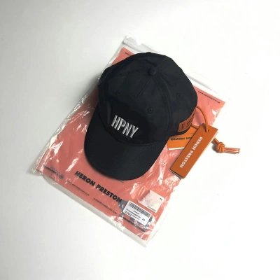 Pre-owned Heron Preston Nwt  Hpny Nylon Designer Luxury Cap In Black