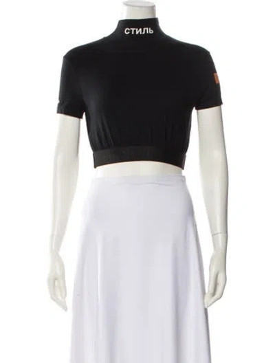Pre-owned Heron Preston Nylon Mock Neck Crop Top In Black
