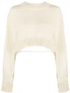 Heron Preston Cropped Open-back Wool Sweater In Off White