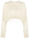 Heron Preston Cropped Open-back Wool Sweater In White