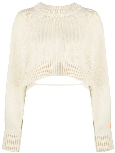 HERON PRESTON OPEN-BACK CROPPED WOOL JUMPER