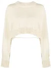 Heron Preston Cropped Open-back Wool Sweater In White