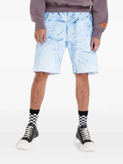 Heron Preston Overdyed Spray Canvas Shorts In Blue