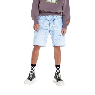 Heron Preston Overdyed Spray Canvas Shorts In Blue